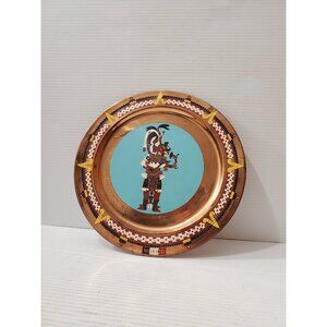 MAYAN SOLID COPPER Warrior Head Plate - Mexican/Myan Copper Relief Wall Decor